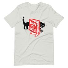 Load image into Gallery viewer, Books Vs Cigarettes (and a Kitty!) T-shirt