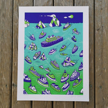 Load image into Gallery viewer, Animal Boats 12x16" Screenprint