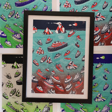Load image into Gallery viewer, Animal Boats 12x16" Screenprint
