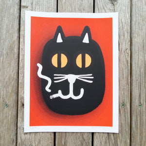Smoking Kitty 8.5x11" Screenprint