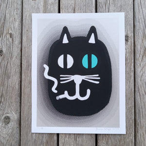 Smoking Kitty 8.5x11" Screenprint