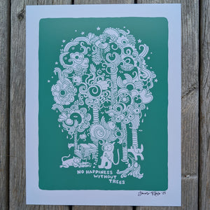 No Happiness Without Trees  8.5x11" Reproduction