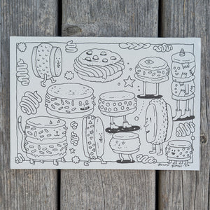 Ice Cream Sandwich Crew- Original Drawing