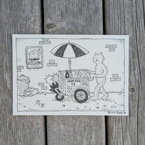 Kitty Cat Hot Dog Cart - Original Drawing