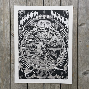 The Wheel of Deluded Capitalist Existence 12x16"