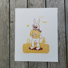 Load image into Gallery viewer, Happy Snow Bunny 8x10&quot; Screenprint
