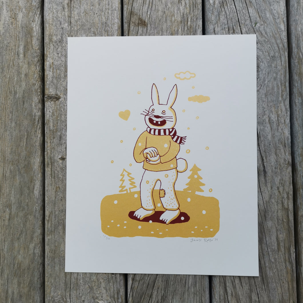 Happy Snow Bunny 8x10