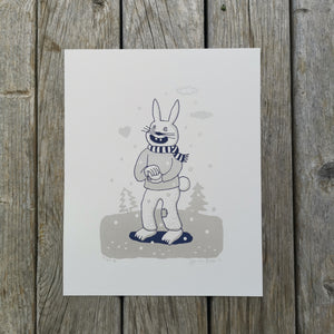 Happy Snow Bunny 8x10" Screenprint