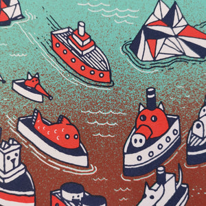 Animal Boats 12x16" Screenprint