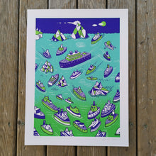 Load image into Gallery viewer, Animal Boats 12x16&quot; Screenprint
