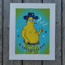 Load image into Gallery viewer, A Cat&#39;s Gotta Eat 8x10&quot; Screenprint (test proofs)
