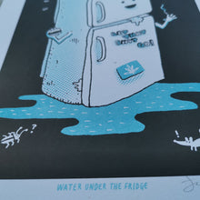 Load image into Gallery viewer, Water Under the Fridge 8.5x11&quot; Risograph
