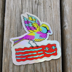 Bacon and Sparrows Holographic Sticker